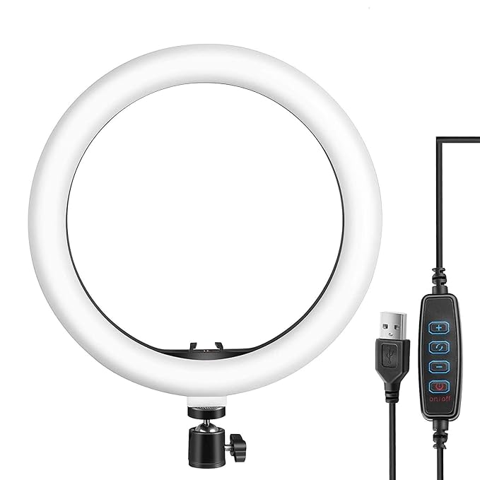 10 Incehs LED Ring Light with 7Ft Stand - USB Powered Color Switch Mode Brightness Control Dual Temperature for Video