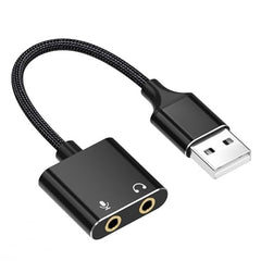 USB Sound Card USB to 3.5mm Jack Audio Adapter USB External Stereo Sound Adapter Splitter Converter for Windows and Mac, Linux, Laptop, PC, Compatible with PS4, Headset, Plug & Play