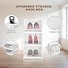 4 Tier Shoe Rack Collapsible Shoe Organiser with Door - Foldable Sneaker Crates Footwear Organiser for Men, Women, Heels, Boots, Loafers, Sneakers, Slippers