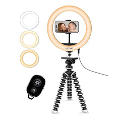 10 Inches Big LED Ring Light for Camera, Phone YouTube Video Shooting and Makeup, 13inch Gorilla Tripod Stand (10" Ring Light + 13inch Gorilla Tripod + BT Remote)