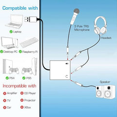 USB Sound Card USB to 3.5mm Jack Audio Adapter USB External Stereo Sound Adapter Splitter Converter for Windows and Mac, Linux, Laptop, PC, Compatible with PS4, Headset, Plug & Play