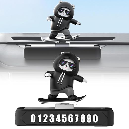 Car Dashboard Decoration Sliding Skateboarding Panda Toy | Cute Moving Panda Ornament for Car Interior, Funny Wobble Toy for Dashboard, Funny Car Decoration Gift (Classic)