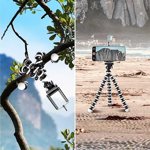 WaveINO Gorilla Tripod/Mini Tripod for Mobile Phone with Phone Mount - Flexible Gorilla Stand for DSLR, Action Cameras, Ring Lights, Panel Reflectors, Umbrellas & Flashlights (13 Inch)