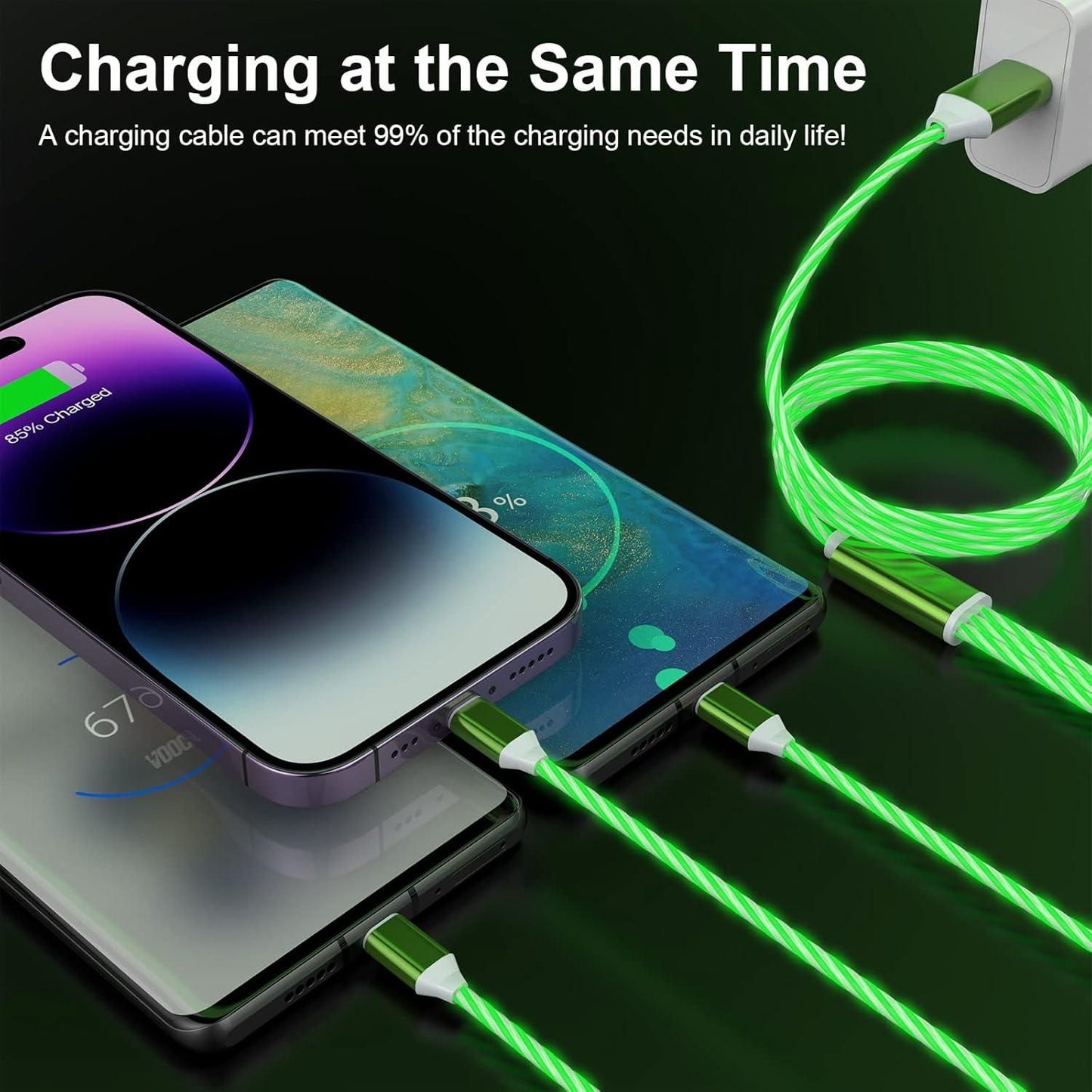 3-in-1 Multi USB Universal Flowing LED Light Up Phone Charge Cable